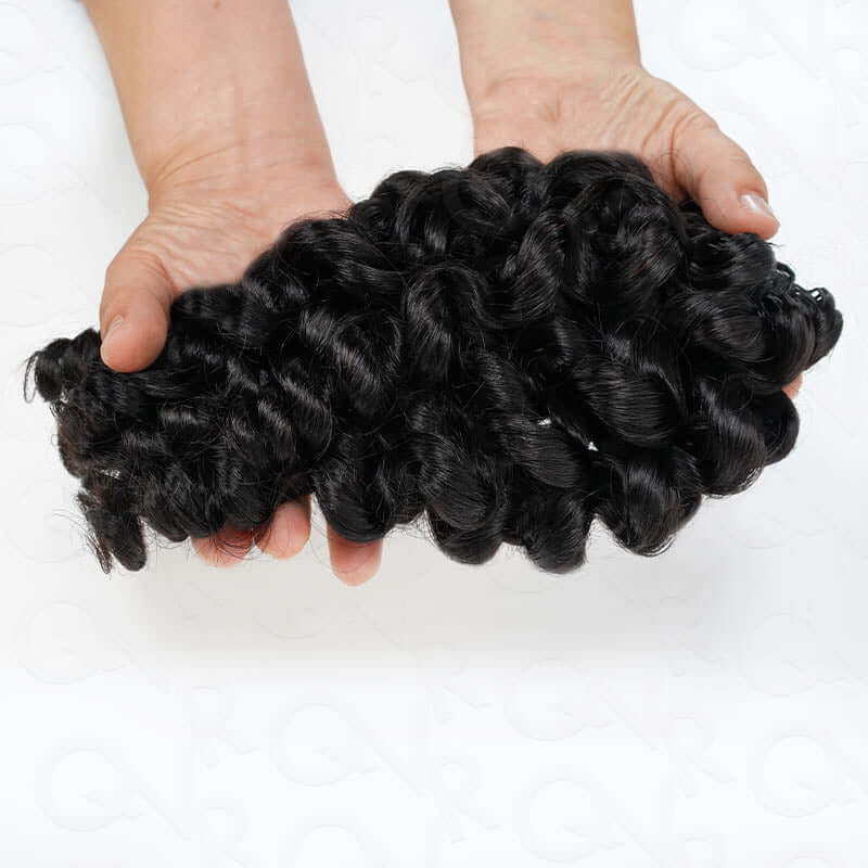 QVR Bouncy Curly Crochet Hair Natural Black Machine Made Feather Crochet Human Hair Extension - Image 8