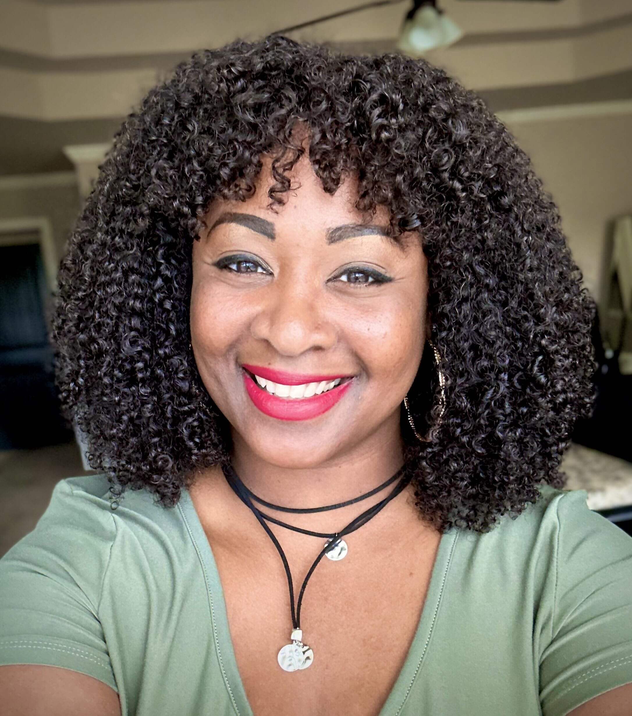 QVR Bouncy Curly Minimum Lace Short Bob Wigs Human Hair With Bangs - Image 2