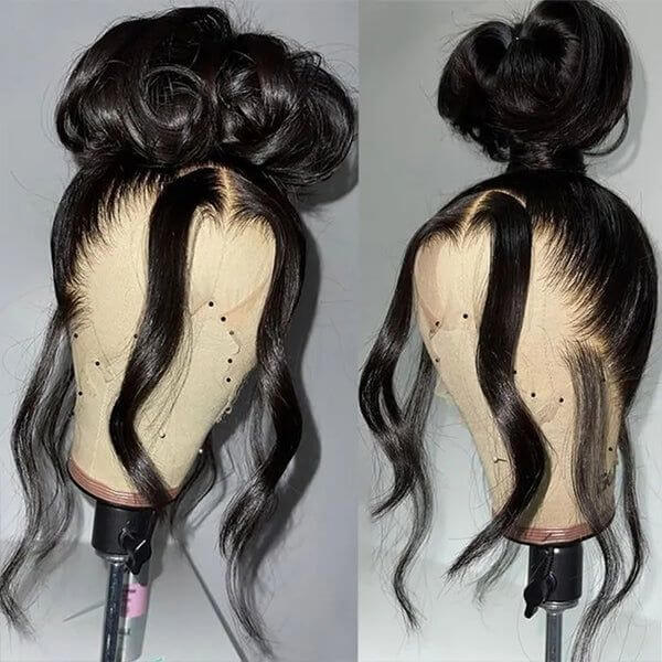 QVR Brazilian Body Wave Full Lace Wig Handmade Natural Black Human Hair Knotless Wigs - Image 4