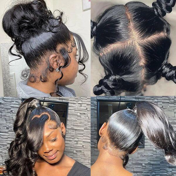 QVR Brazilian Body Wave Full Lace Wig Handmade Natural Black Human Hair Knotless Wigs - Image 5
