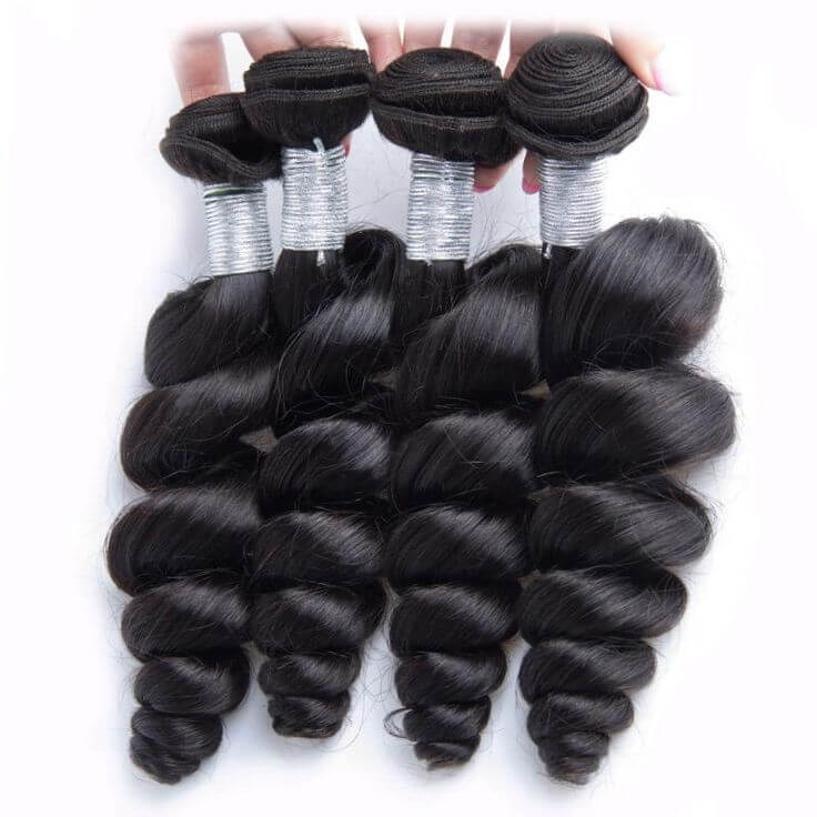QVR Brazilian Hair Bundles Virgin Human Hair Loose Wave 4 Bundles - Image 2