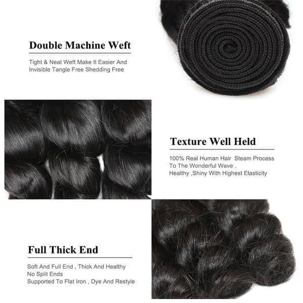 QVR Brazilian Hair Bundles Virgin Human Hair Loose Wave 4 Bundles - Image 5