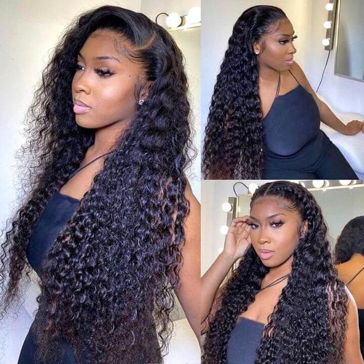 QVR Brazilian Jerry Curly Full Lace Wig Handmade Natural Black Human Hair Knotless Wigs - Image 2