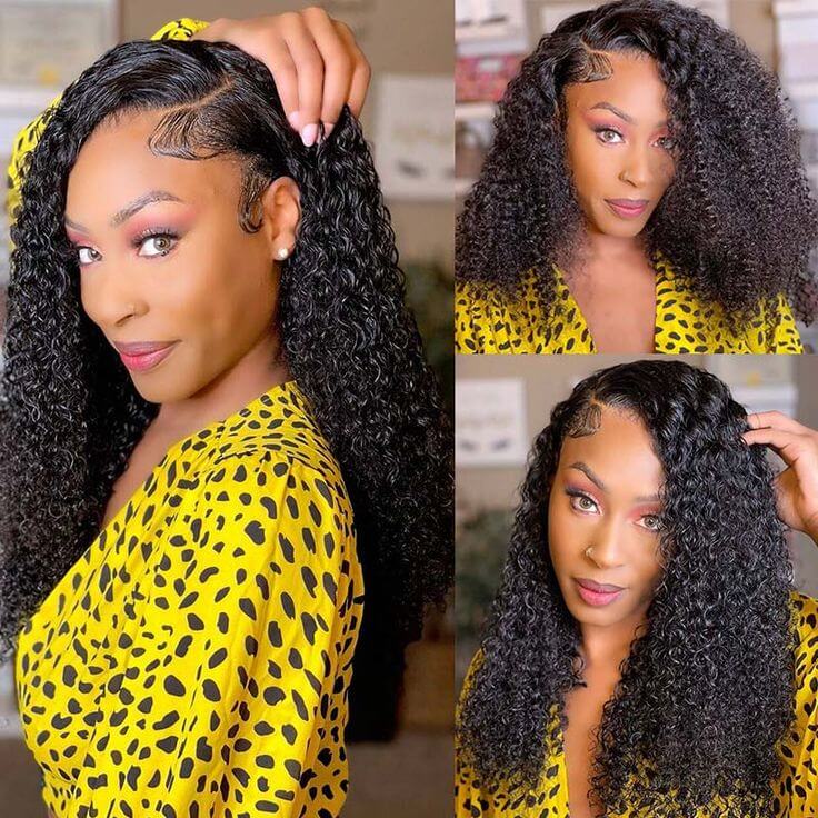 QVR Brazilian Jerry Curly Full Lace Wig Handmade Natural Black Human Hair Knotless Wigs - Image 3