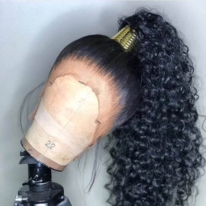 QVR Brazilian Jerry Curly Full Lace Wig Handmade Natural Black Human Hair Knotless Wigs - Image 4