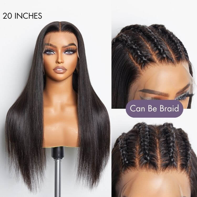 QVR Brazilian Straight Full Lace Wig Handmade Natural Black Human Hair Knotless Wigs - Image 4
