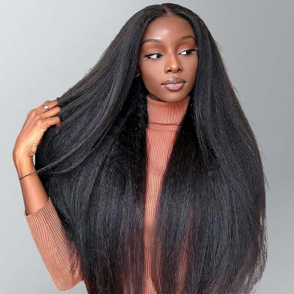 QVR Brazilian Virgin Full Lace Frontal Human Hair Wigs Kinky Straight Wigs Yaki Straight Hair - Image 3