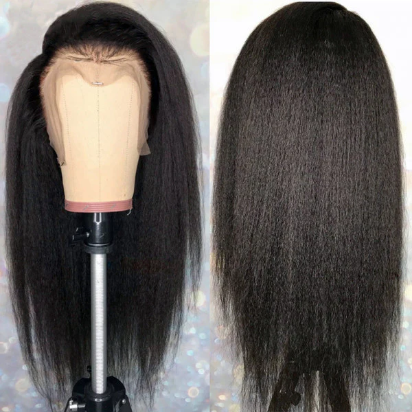 QVR Brazilian Virgin Full Lace Frontal Human Hair Wigs Kinky Straight Wigs Yaki Straight Hair - Image 5
