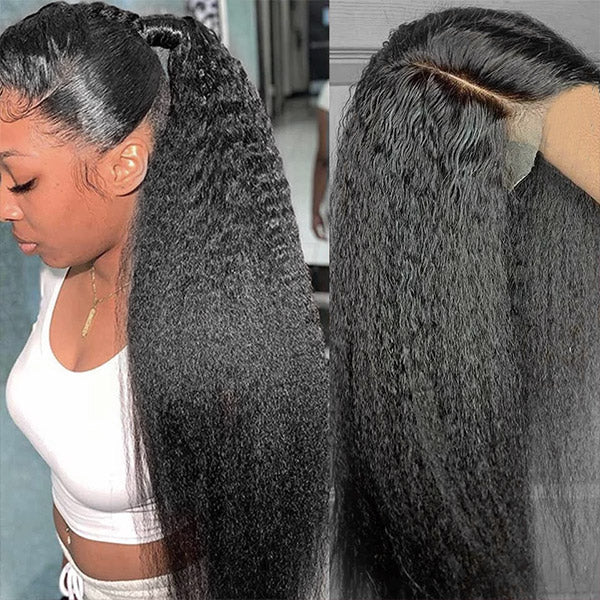 QVR Brazilian Virgin Full Lace Frontal Human Hair Wigs Kinky Straight Wigs Yaki Straight Hair - Image 7