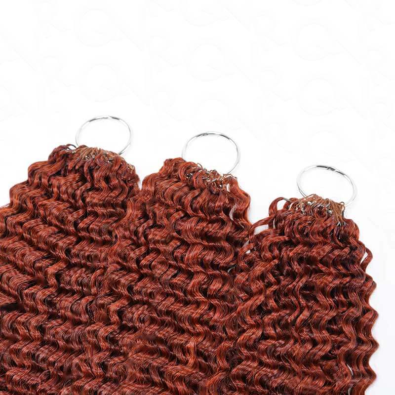 QVR Bright Brown #35D Human Crochet Hair Small Kinky Curly Machine Made Feather Crochet Hairstyle - Image 4