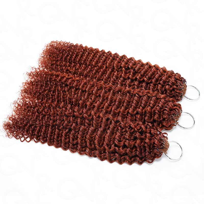 QVR Bright Brown #35D Human Crochet Hair Small Kinky Curly Machine Made Feather Crochet Hairstyle - Image 9