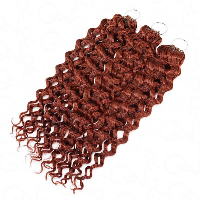 QVR Bright Brown #35D Human Crochet Hair Water Wave Machine Made Feather Crochet Hairstyle - Image 3