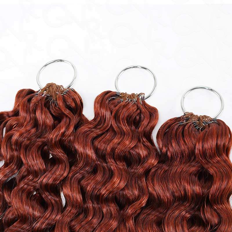QVR Bright Brown #35D Human Crochet Hair Water Wave Machine Made Feather Crochet Hairstyle - Image 5