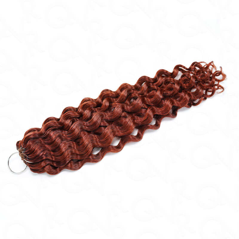 QVR Bright Brown #35D Human Crochet Hair Water Wave Machine Made Feather Crochet Hairstyle - Image 6