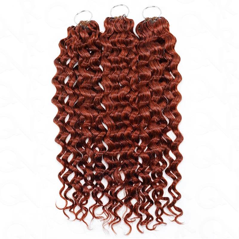 QVR Bright Brown #35D Human Crochet Hair Water Wave Machine Made Feather Crochet Hairstyle - Image 7
