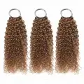 QVR Brown Highlight Crochet Hair Small Kinky Curly #1B+#30 Machine Made Feather Human Hair Extension - Image 8