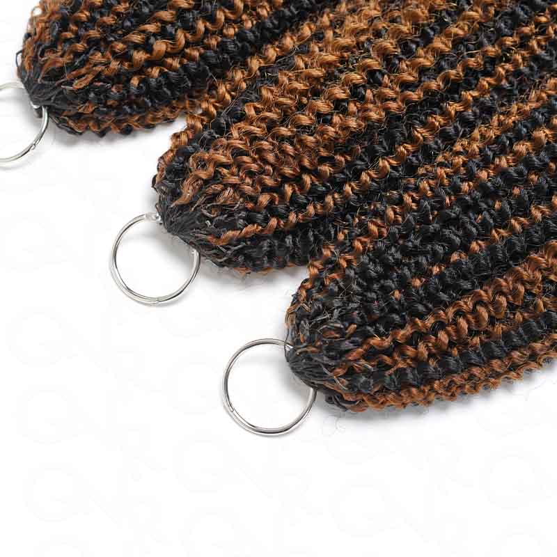 QVR Brown Highlight Feather Crochet Human Hair #P1B/30 Afro Kinky Curly Machine Made Crochet Weave Hair Extensions - Image 5