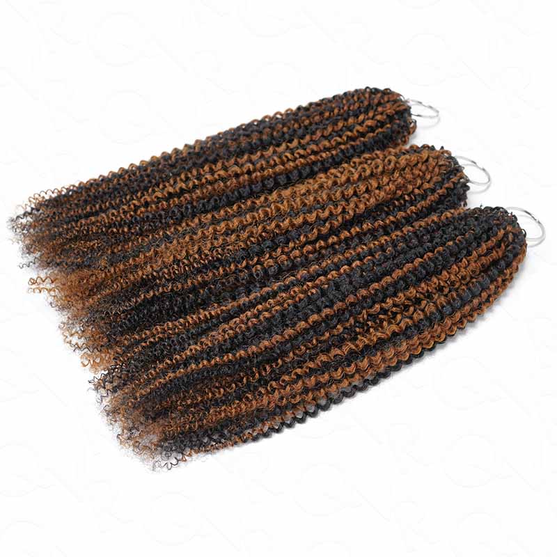 QVR Brown Highlight Feather Crochet Human Hair #P1B/30 Afro Kinky Curly Machine Made Crochet Weave Hair Extensions - Image 6