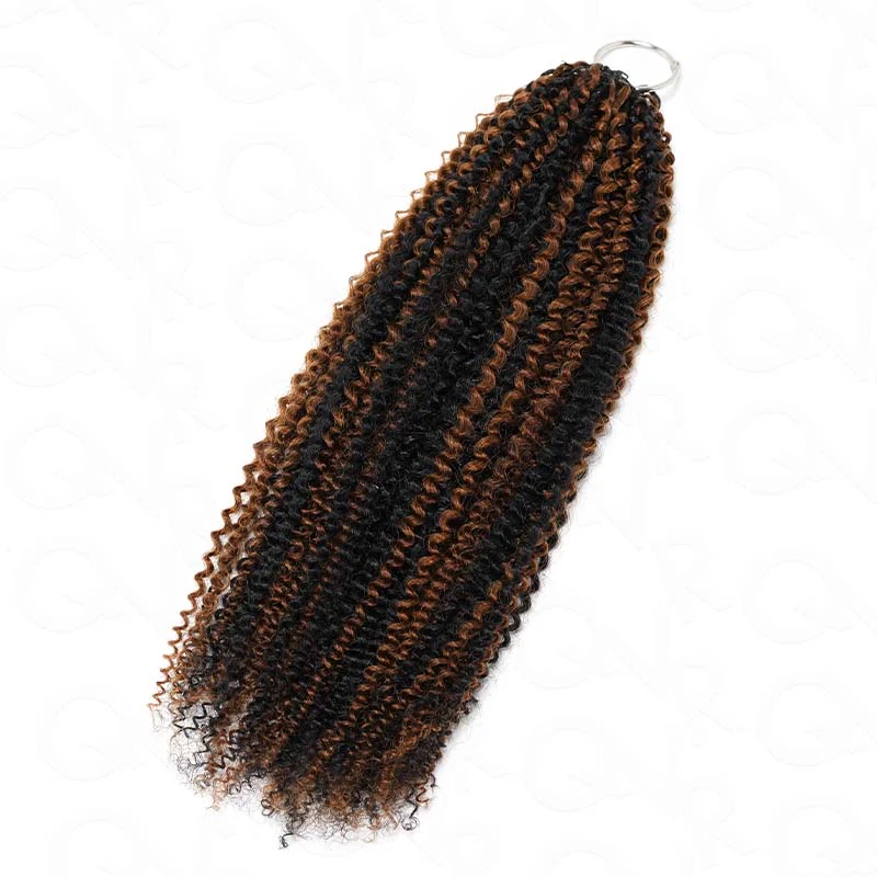 QVR Brown Highlight Feather Crochet Human Hair #P1B/30 Afro Kinky Curly Machine Made Crochet Weave Hair Extensions - Image 7