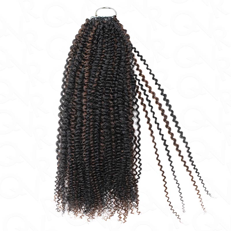 QVR Brown Highlight Feather Crochet Human Hair #P1B/4 Afro Kinky Curly Machine Made Crochet Weave Hair Extensions - Image 3
