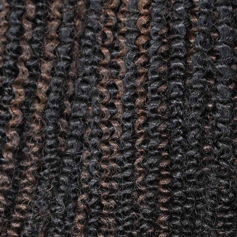 QVR Brown Highlight Feather Crochet Human Hair #P1B/4 Afro Kinky Curly Machine Made Crochet Weave Hair Extensions - Image 5