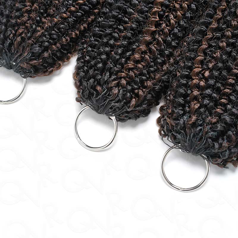 QVR Brown Highlight Feather Crochet Human Hair #P1B/4 Afro Kinky Curly Machine Made Crochet Weave Hair Extensions - Image 7