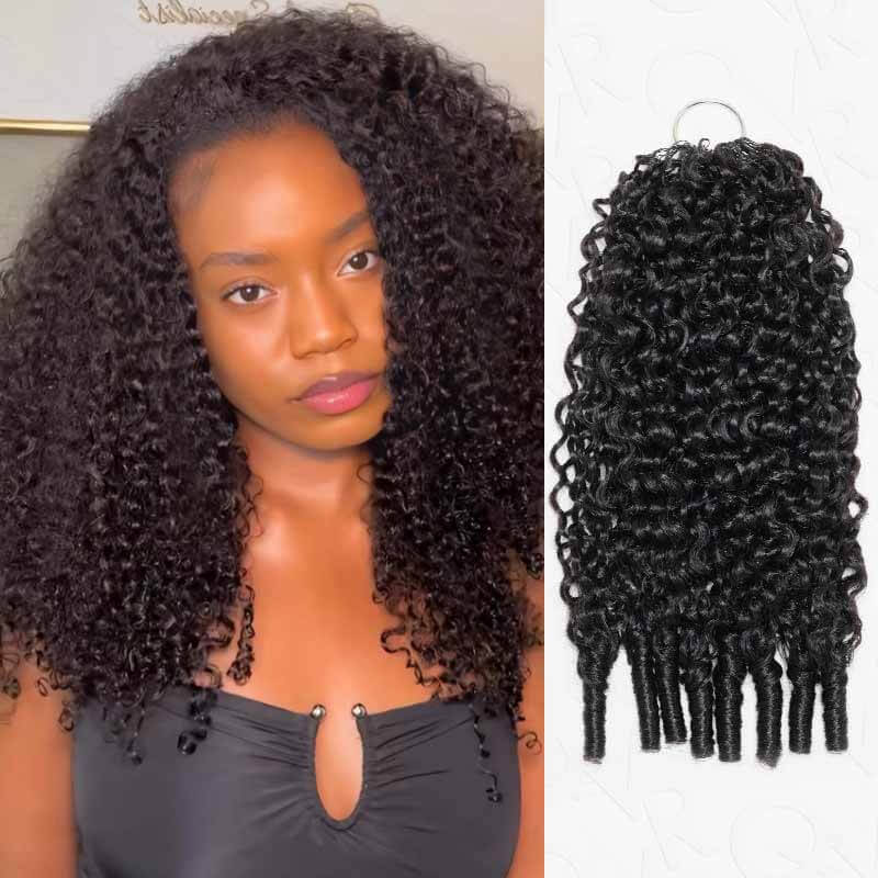 QVR Burmese Curly Crochet Hair Natural Black Machine Made Feather Crochet Human Hair Extension - Image 4