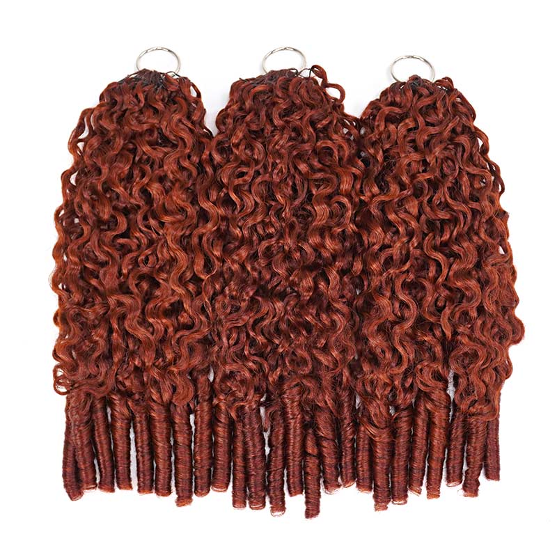 QVR Burmese Curly Feather Crochet Human Hair Bright Brown #35D Machine Made Crochet Weave Hair Extensions - Image 5