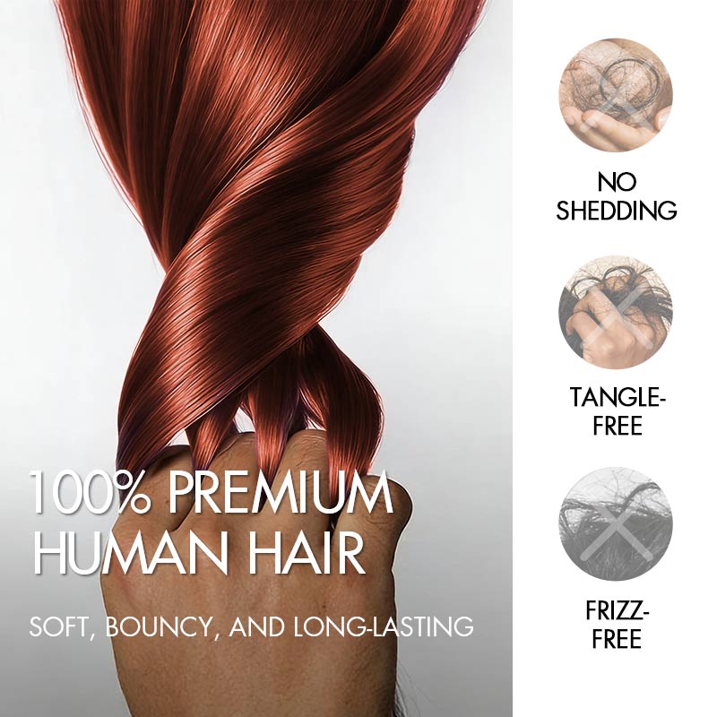 QVR Burmese Curly Feather Crochet Human Hair Bright Brown #35D Machine Made Crochet Weave Hair Extensions - Image 6