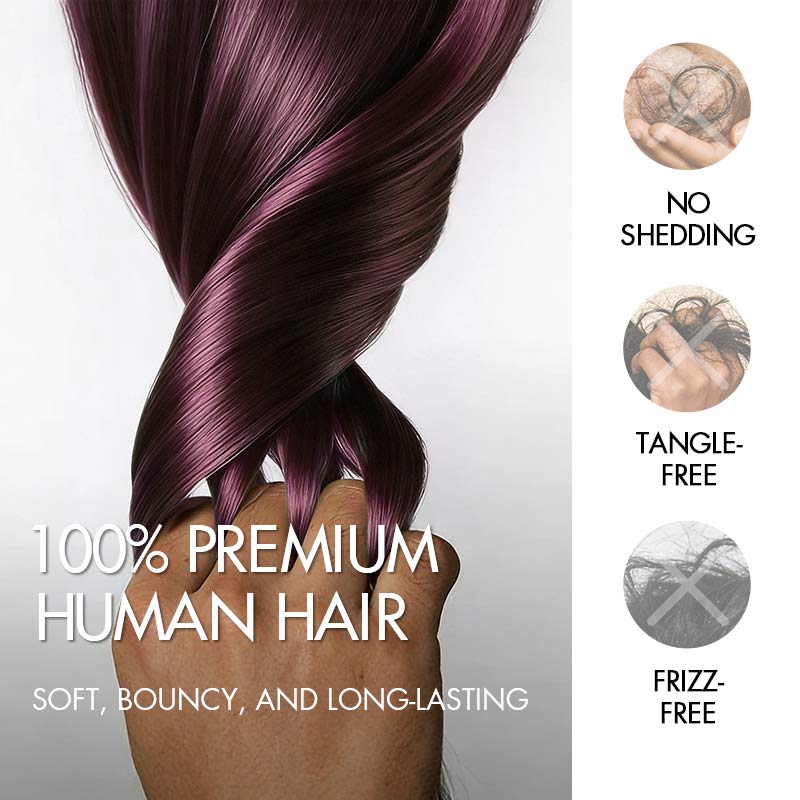 QVR Burmese Curly Feather Crochet Human Hair Dark Burgundy #99J Machine Made Crochet Weave Hair Extensions - Image 6