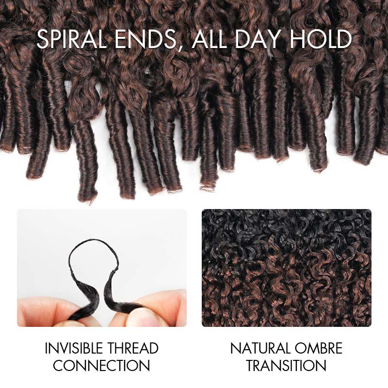 QVR Burmese Curly Feather Crochet Human Hair Ombre Brown #T1B/4 Machine Made Crochet Weave Hair Extensions - Image 10
