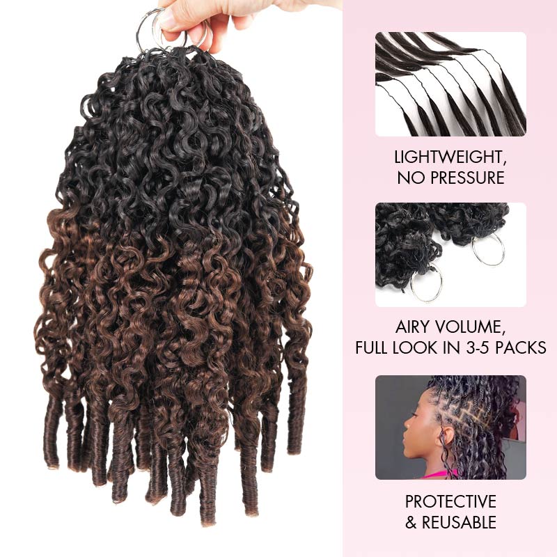 QVR Burmese Curly Feather Crochet Human Hair Ombre Brown #T1B/4 Machine Made Crochet Weave Hair Extensions - Image 11