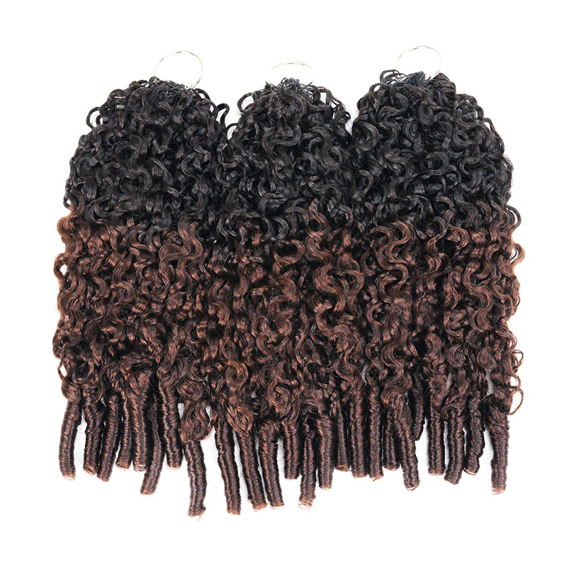 QVR Burmese Curly Feather Crochet Human Hair Ombre Brown #T1B/4 Machine Made Crochet Weave Hair Extensions - Image 13