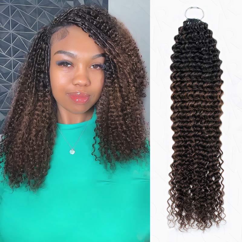 QVR Ombre Brown #T1B/4 Human Crochet Hair Water Wave Machine Made Feather Crochet Hairstyle - Image 13
