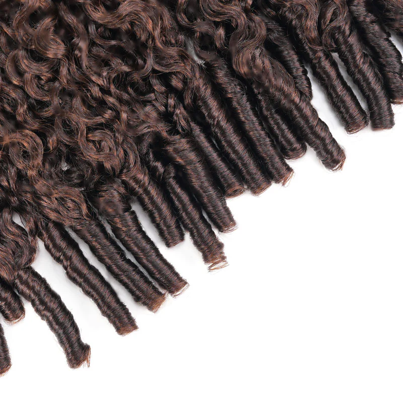 QVR Burmese Curly Feather Crochet Human Hair Ombre Brown #T1B/4 Machine Made Crochet Weave Hair Extensions - Image 8