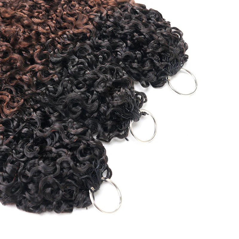 QVR Burmese Curly Feather Crochet Human Hair Ombre Brown #T1B/4 Machine Made Crochet Weave Hair Extensions - Image 9