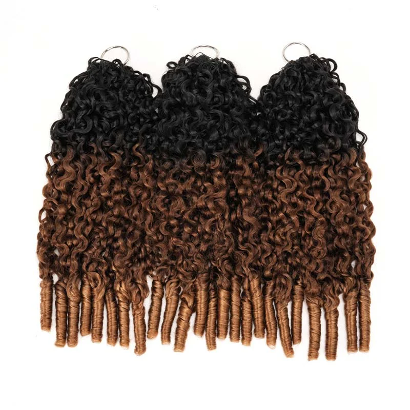 QVR Burmese Curly Feather Crochet Human Hair Ombre #T1B/30/27 Machine Made Crochet Weave Hair Extensions - Image 5