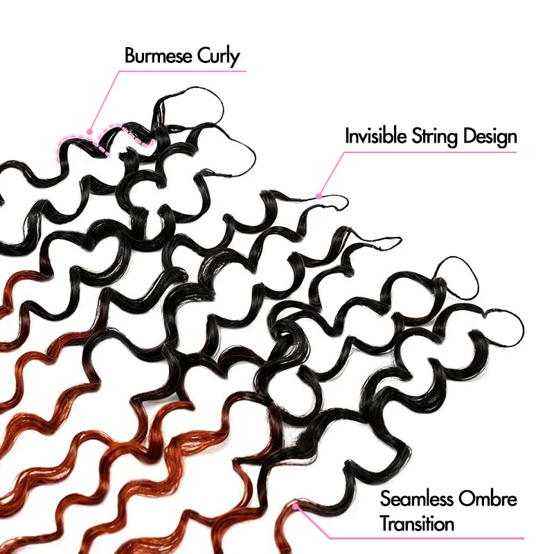 QVR Burmese Curly Feather Crochet Human Hair #T1B/350 Miracle Knots Machine Made Crochet Weave Hair Extensions - Image 2