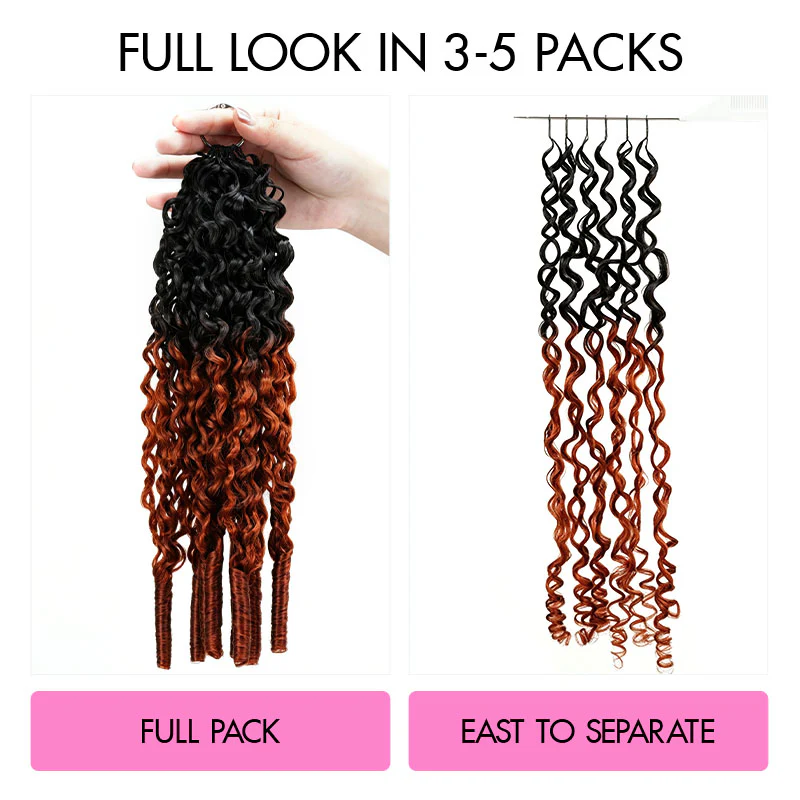 QVR Burmese Curly Feather Crochet Human Hair #T1B/350 Miracle Knots Machine Made Crochet Weave Hair Extensions - Image 4