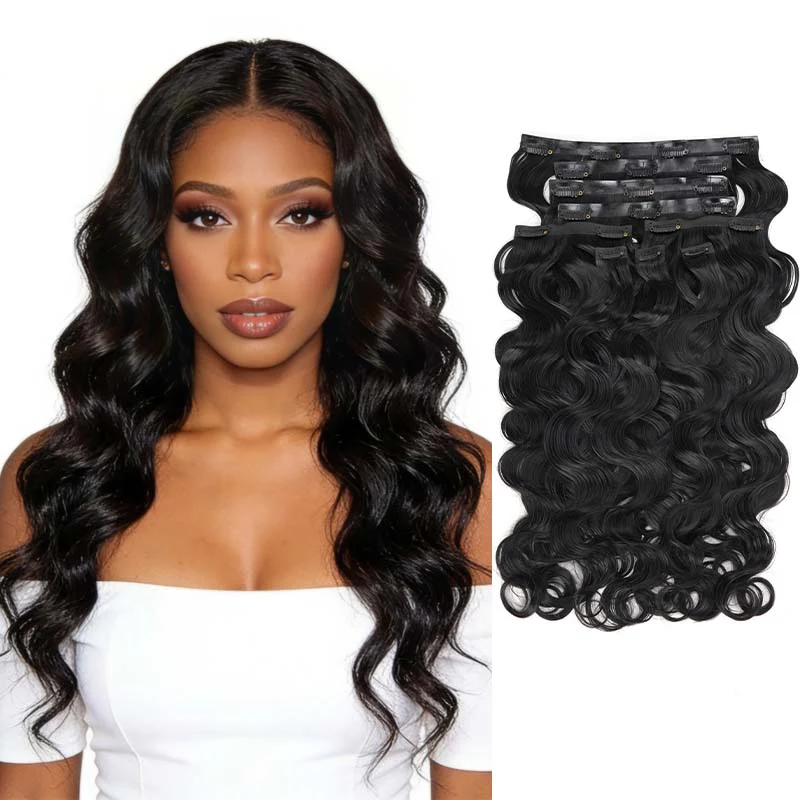 QVR Invisible Body Wave PU Clip In Hair Extensions 9PCS 5PCS Volumizer Human Hair