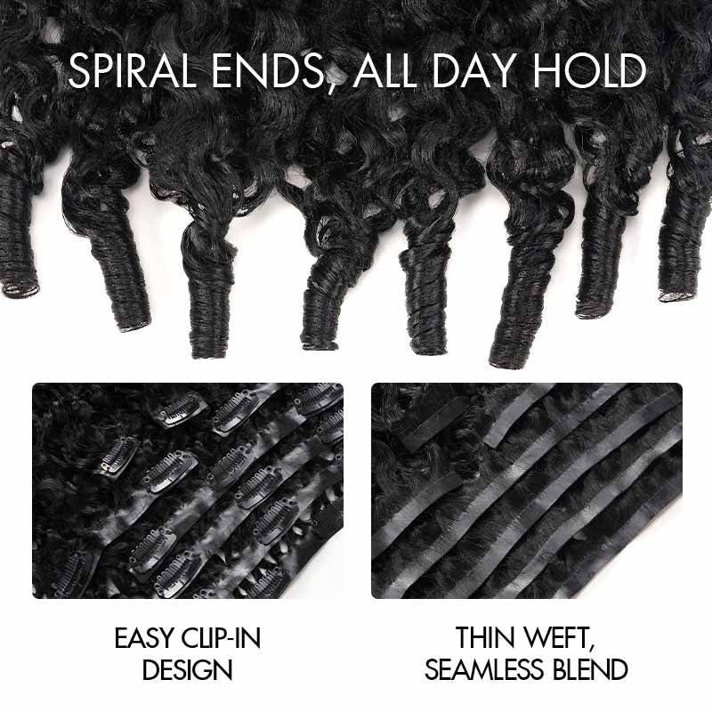 QVR Burmese Curly PU Clip In Hair Extensions 9PCS 5PCS Volumizer Human Hair - Image 6