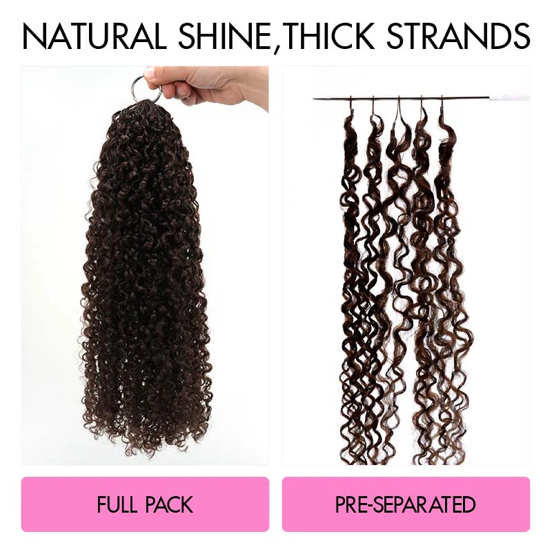 QVR Burmese Kinky Curly Feather Crochet Human Hair Dark Brown Miracle Knots Crochet Weave Hair Extensions - Image 3