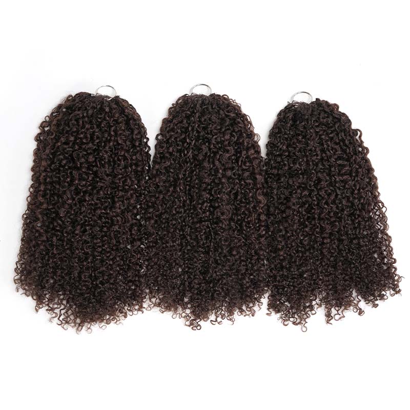 QVR Burmese Kinky Curly Feather Crochet Human Hair Dark Brown Miracle Knots Crochet Weave Hair Extensions - Image 6