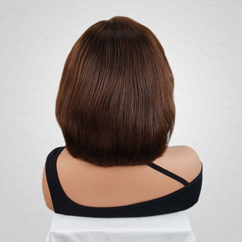 QVR Chic&Natural Layered Short Bob Wigs Brown Color Wear and Go Human Hair Wigs - Image 4