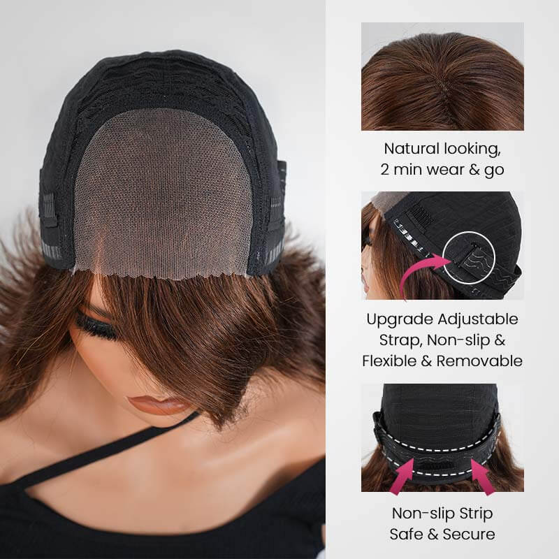 QVR Chic&Natural Layered Short Bob Wigs Brown Color Wear and Go Human Hair Wigs - Image 5