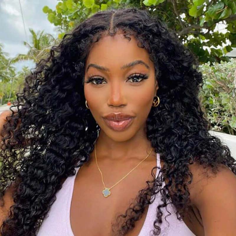 QVR Curly Edge Deep Wave 13x4 HD Transparent Lace Front Wigs With Realistic Hairline - Image 2