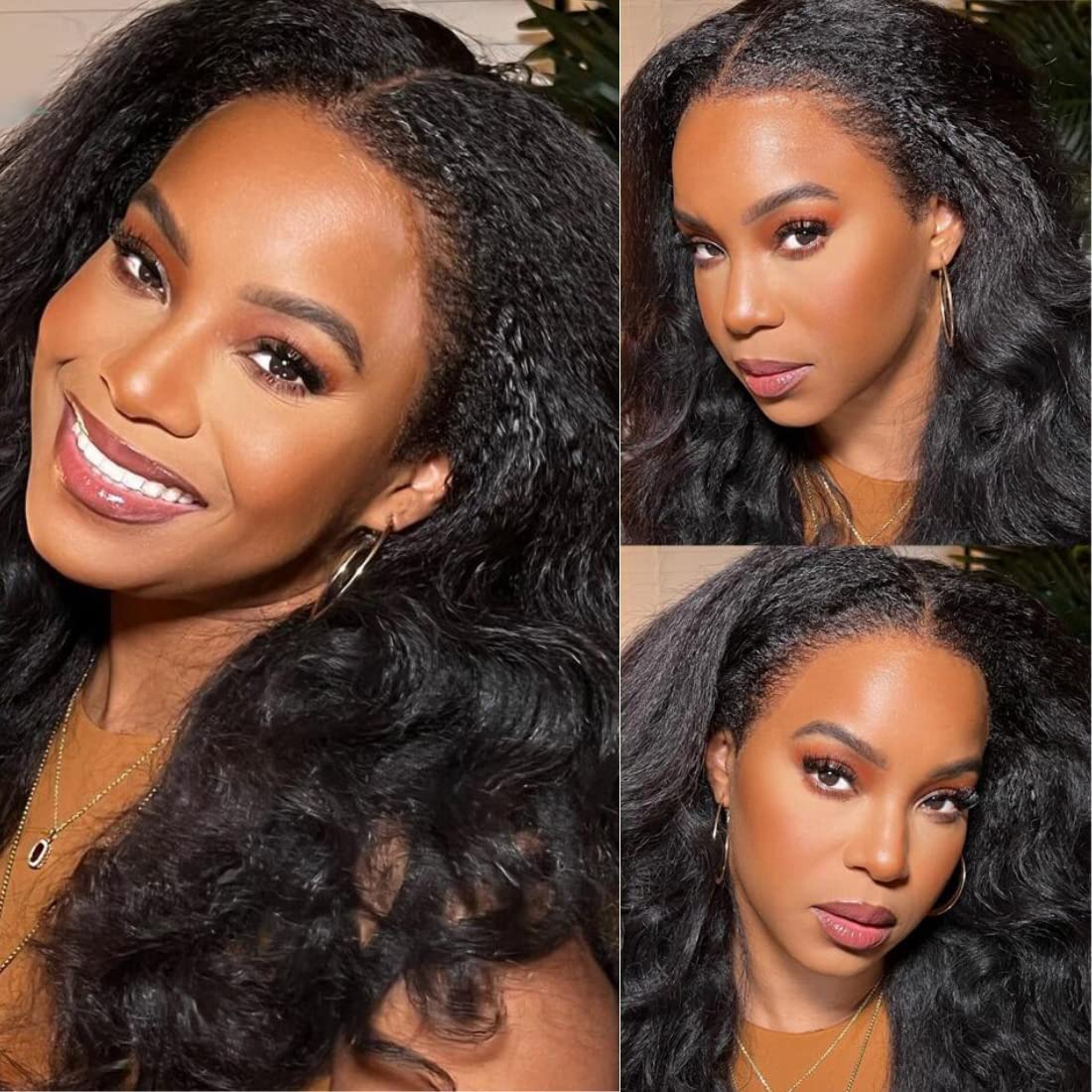 QVR Curly Edge Hairline Wigs Kinky Straight 13x4/13x6 Lace Frontal Human Hair Wigs For Women - Image 2
