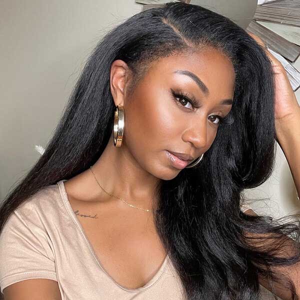 QVR Curly Edge Hairline Wigs Kinky Straight 13x4/13x6 Lace Frontal Human Hair Wigs For Women - Image 3