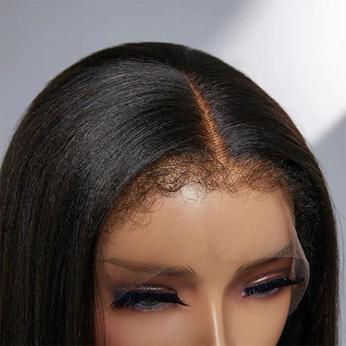 QVR Curly Edge Human Hair Wigs Straight 13x4/13x6 Lace Frontal Wigs With Kinky Edges Baby Hair - Image 3