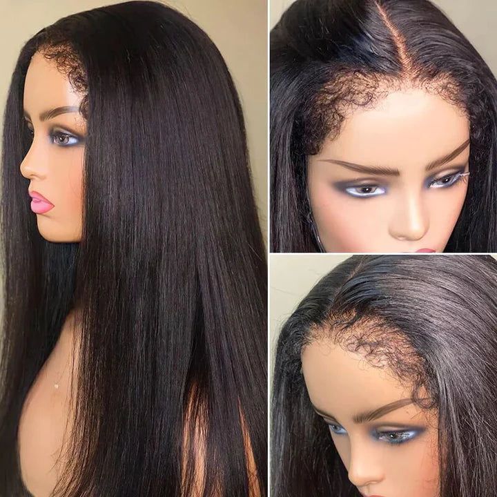 QVR Curly Edge Human Hair Wigs Straight 13x4/13x6 Lace Frontal Wigs With Kinky Edges Baby Hair - Image 5